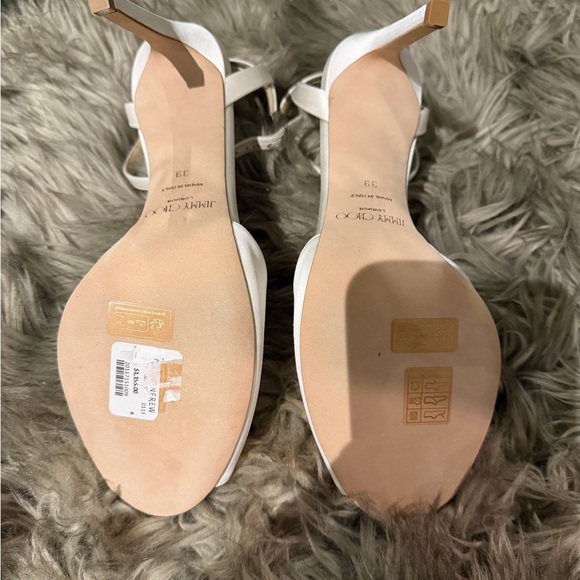 Jimmy Choo Ivory Satin Heels with Crystal Embellishment - Picture 4 of 8